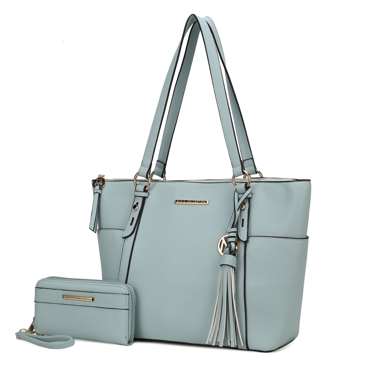 MKF Collection Gloria Vegan Leather Women's Tote Bag By Mia K With Wallet -2 Pieces - Seafoam