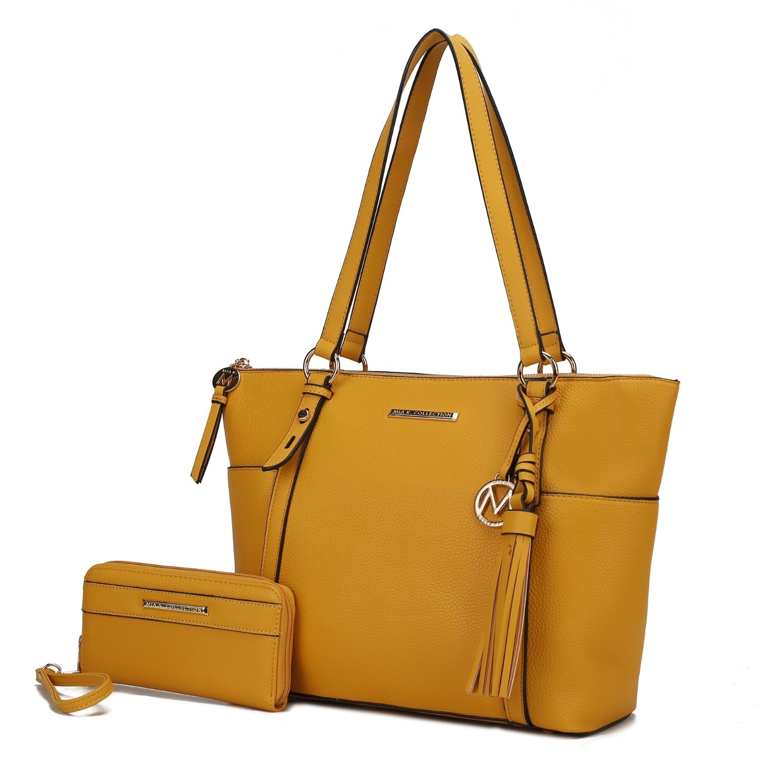 MKF Collection Gloria Vegan Leather Women's Tote Bag By Mia K With Wallet -2 Pieces - Yellow