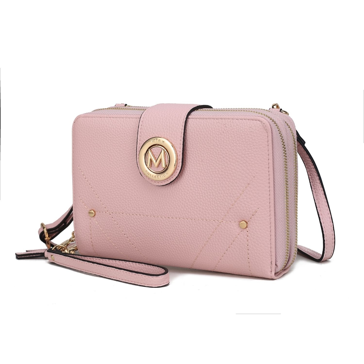 MKF Collection Sage Cell-phone - Wallet Crossbody Handbag With Optional Wristlet By Mia K - Blush