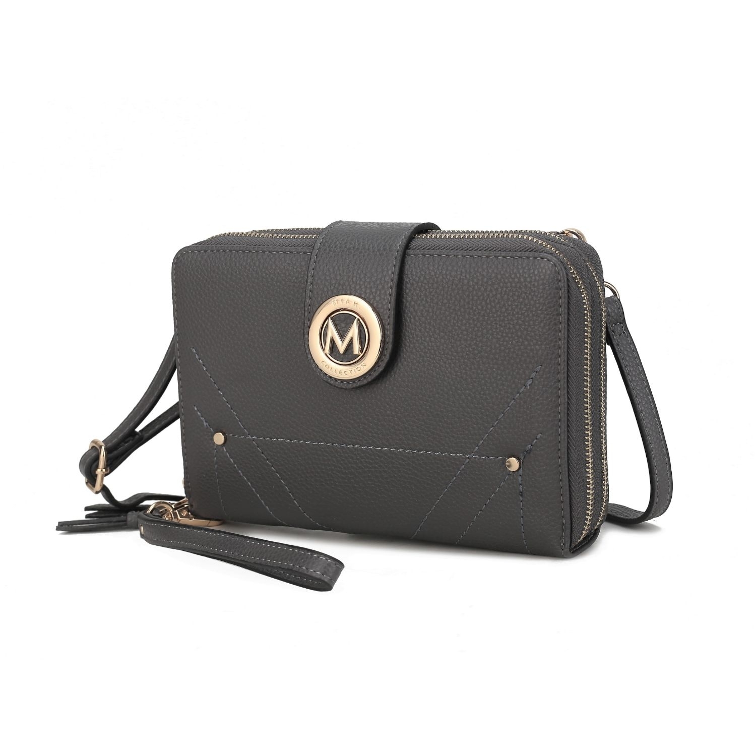 MKF Collection Sage Cell-phone - Wallet Crossbody Handbag With Optional Wristlet By Mia K - Charcoal