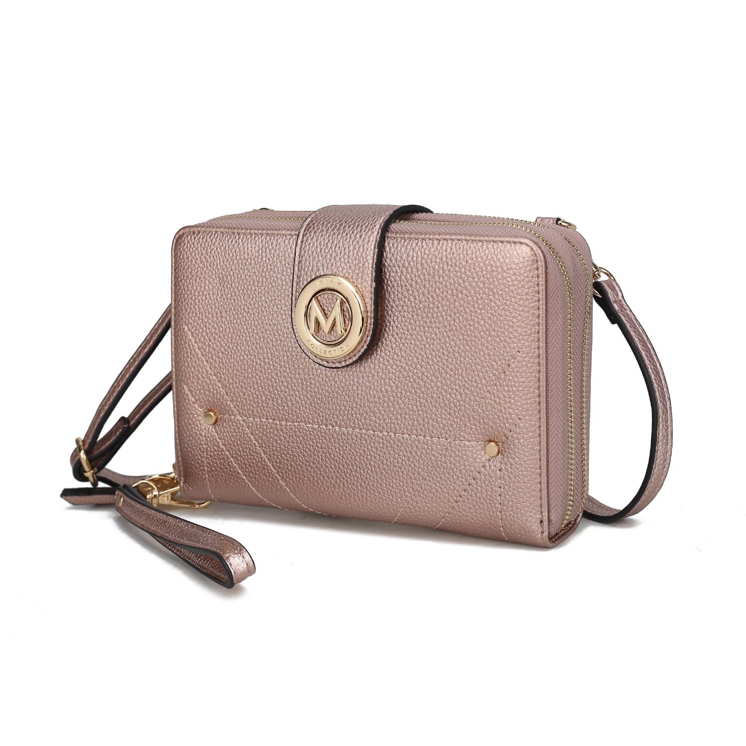 MKF Collection Sage Cell-phone - Wallet Crossbody Handbag With Optional Wristlet By Mia K - Rose Gold