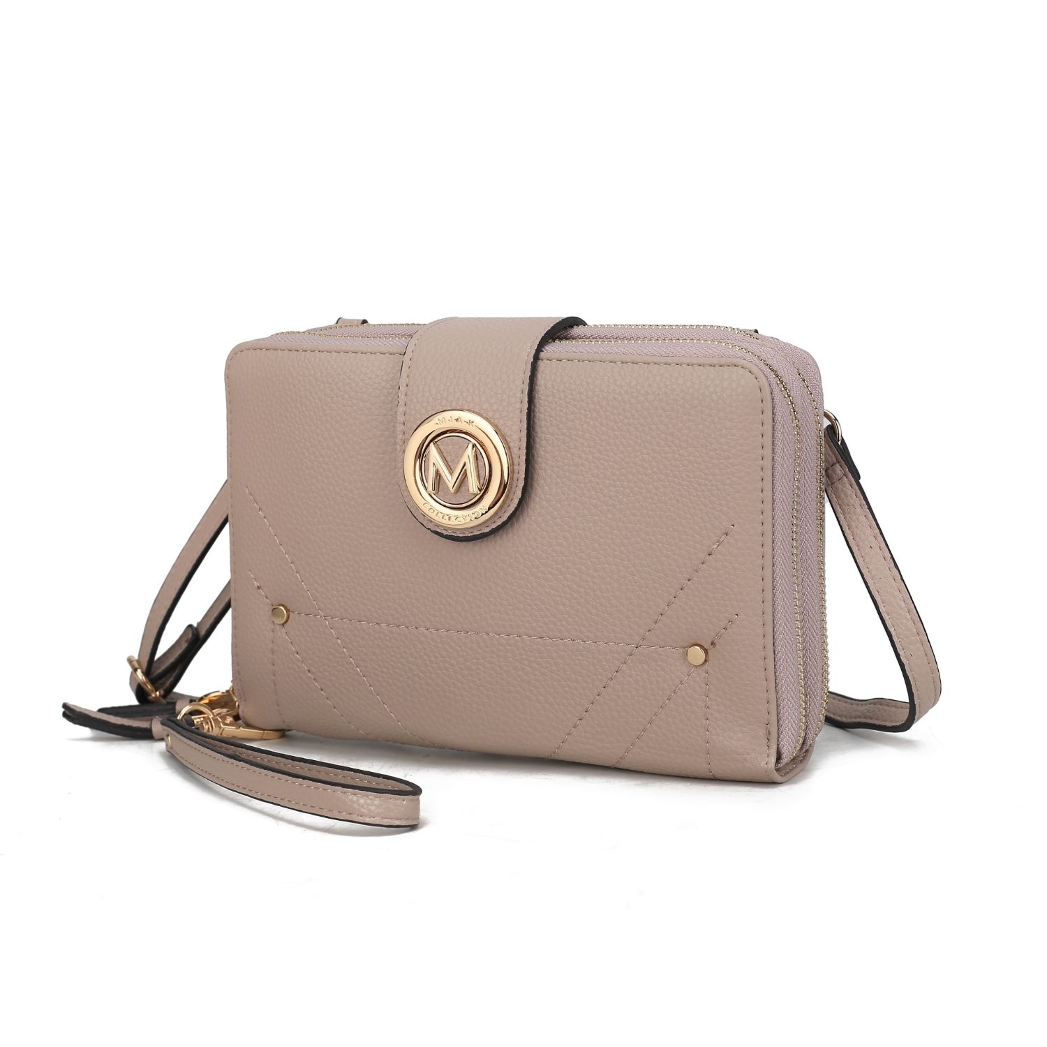 MKF Collection Sage Cell-phone - Wallet Crossbody Handbag With Optional Wristlet By Mia K - Beige