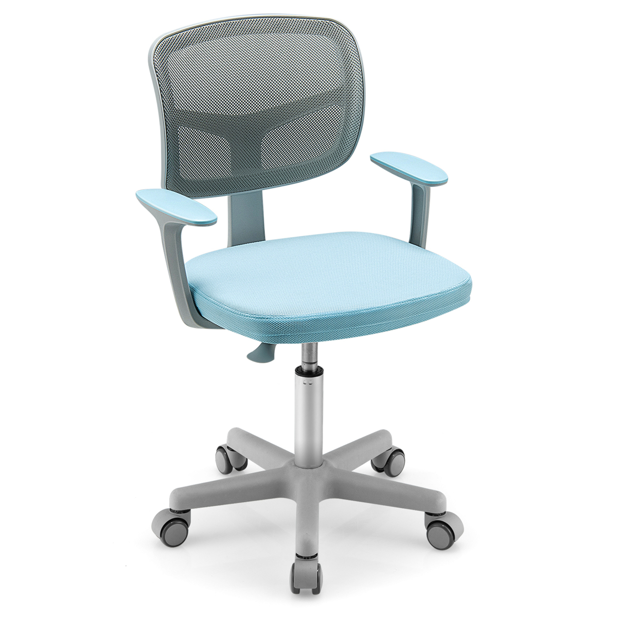 Kids Desk Chair Adjustable Height Children Study Chair W/Auto Brake Casters Blue / Pink - Blue