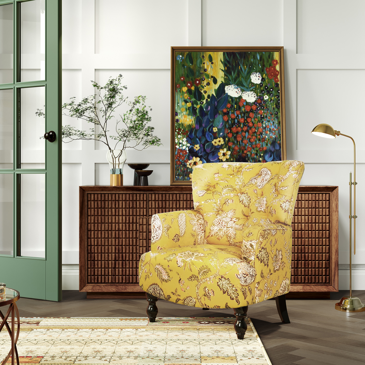 27.5Inch Wide Pattern Upholstered Armchair 27.5'x34.25'x38.5'