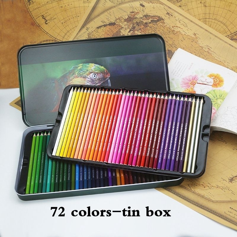 12/18/24/36/48/72 Colors Wood Colored Pencils Lapis De Cor Artist Painting Oil Color Pencil School Drawing Sketch Art Supplies - 72 oily-tin box