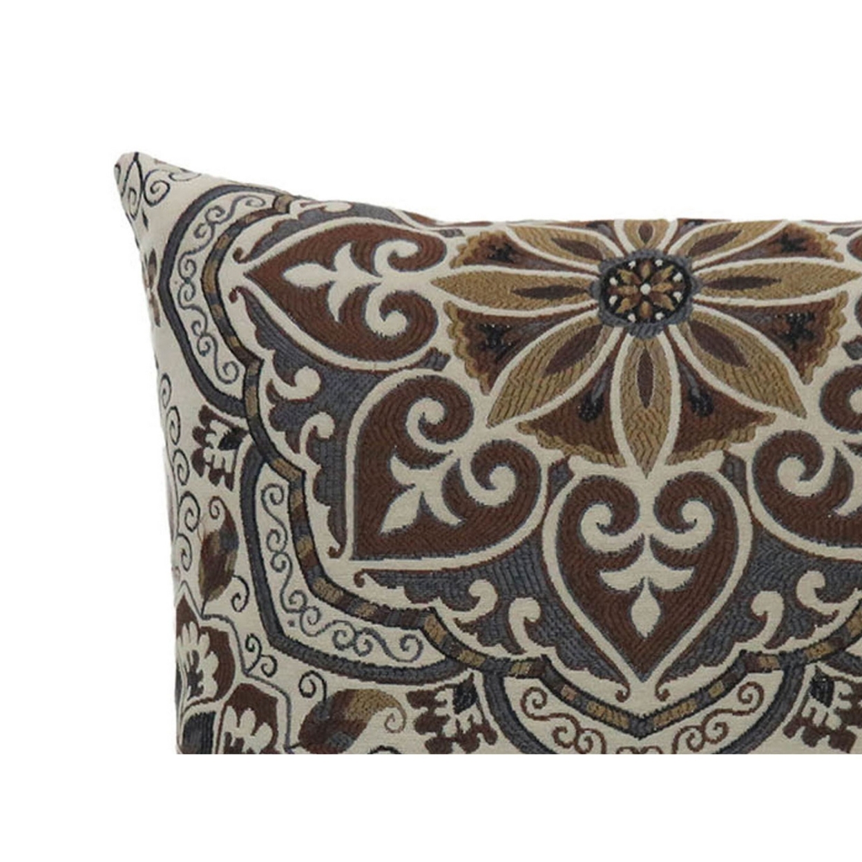 18 Inch Throw Pillow, Set Of 2, Medallion Print Polyester Fabric, Multicolor