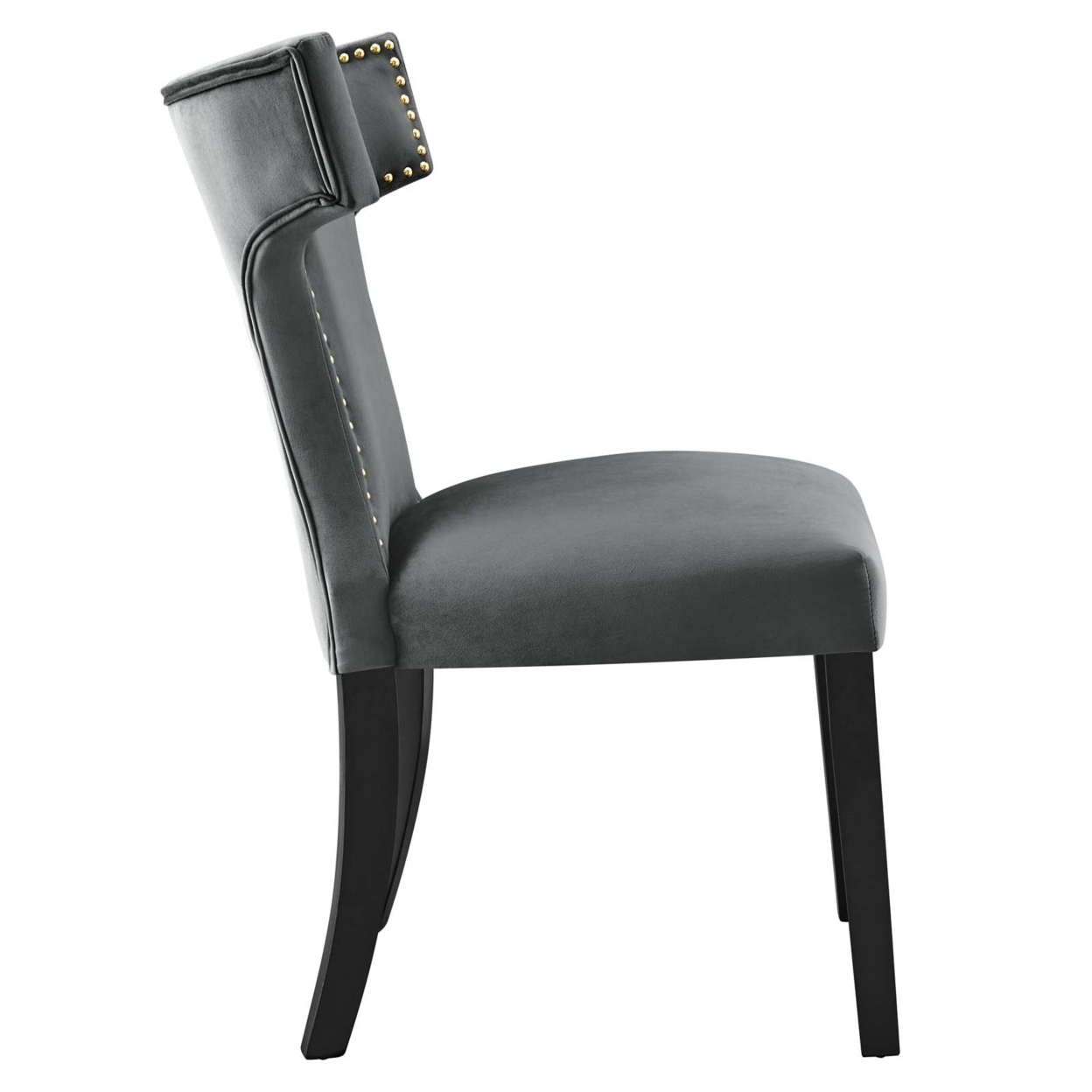 Curve Performance Velvet Dining Chairs - Set Of 2, Gray