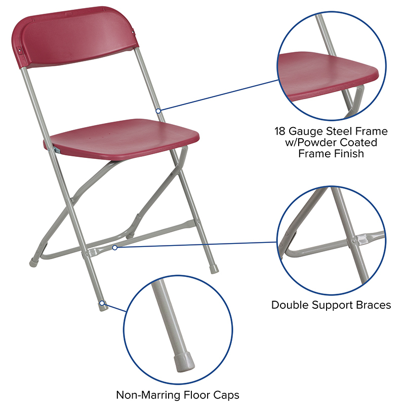 Hercules? Series Plastic Folding Chair - Red - 2 Pack 650LB Weight Capacity Comfortable Event Chair - Lightweight Folding Chair