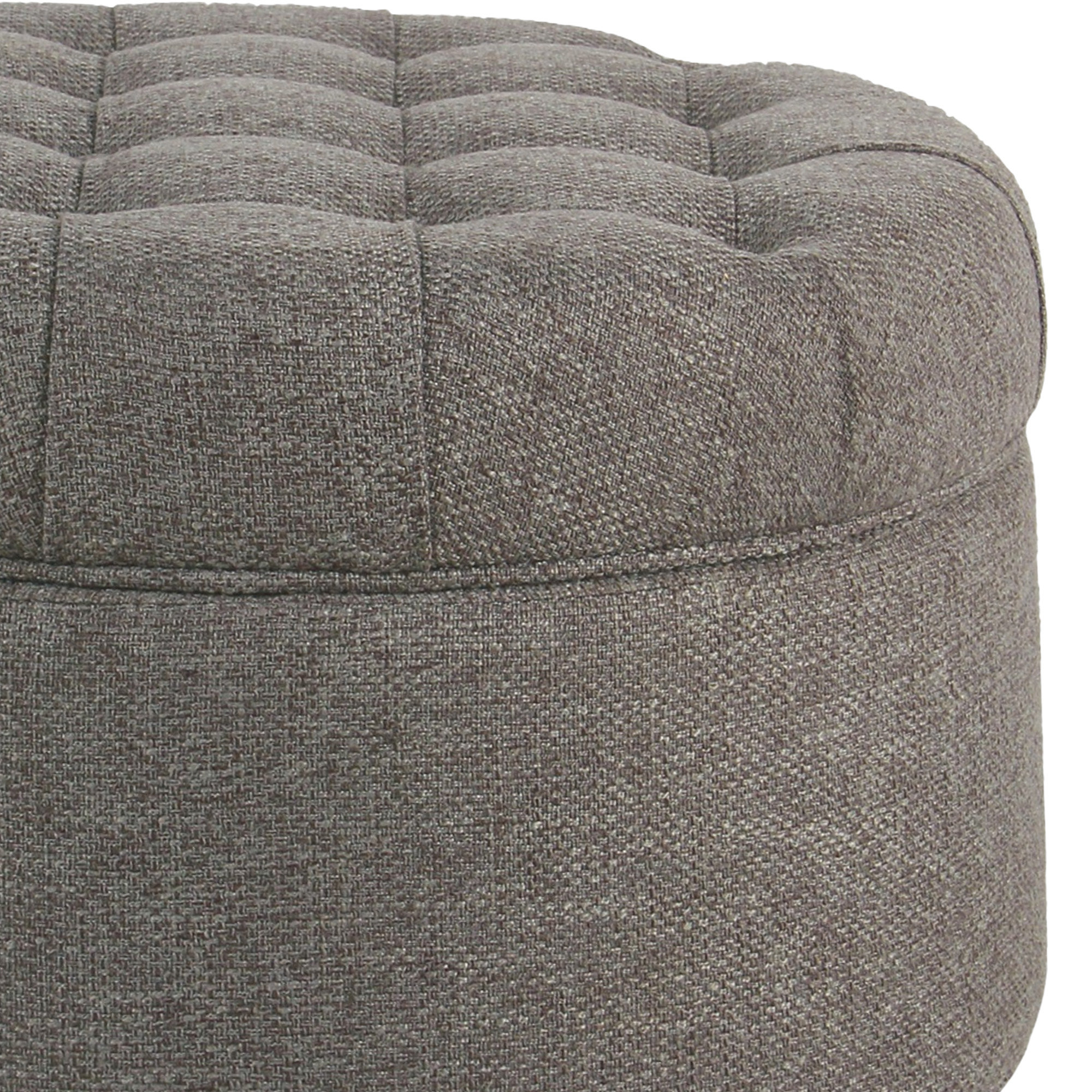 Fabric Upholstered Wooden Ottoman With Tufted Lift Off Lid Storage, Dark Gray- Saltoro Sherpi