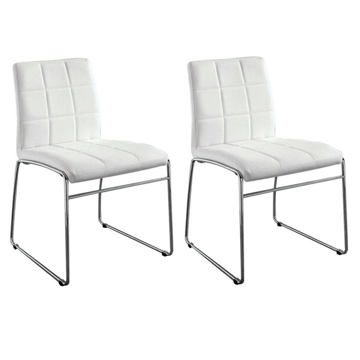 Oahu Contemporary Side Chair With Steel Tube, White Finish, Set Of 2- Saltoro Sherpi