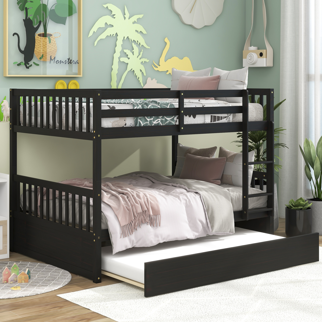 Full Over Full Bunk Bed with Trundleï¿½ï¿½Espresso