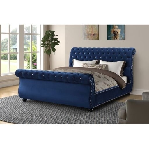 Kendall Queen Upholstery Bed Made With Wood In Blue