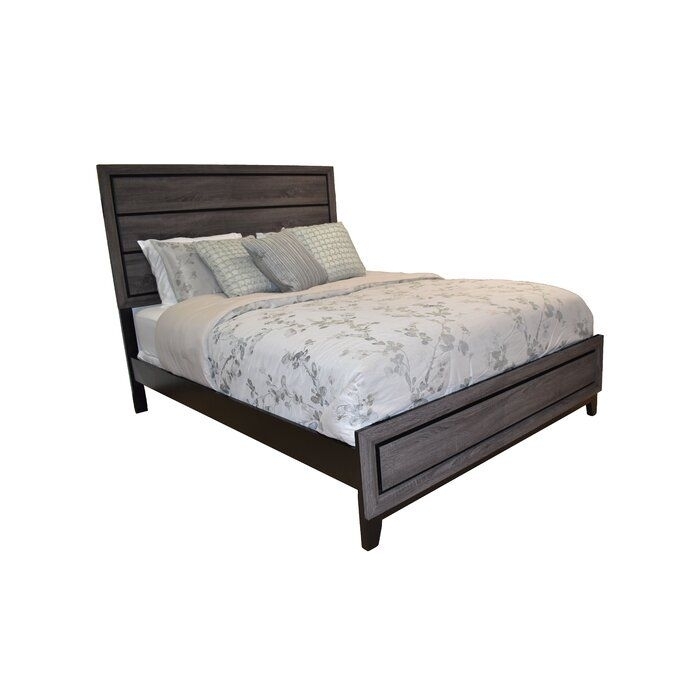 Galaxy Home Contemporary Hudson Made With Wood Queen Size Bed in Gray Color