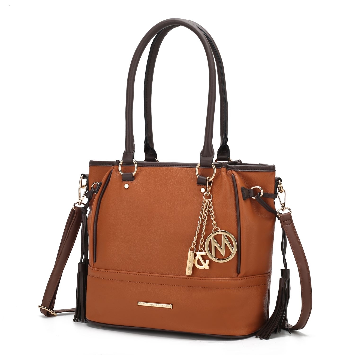 MKF Collection Moira Vegan Leather Womens Tote Bag By Mia K - Cognac-chocolate