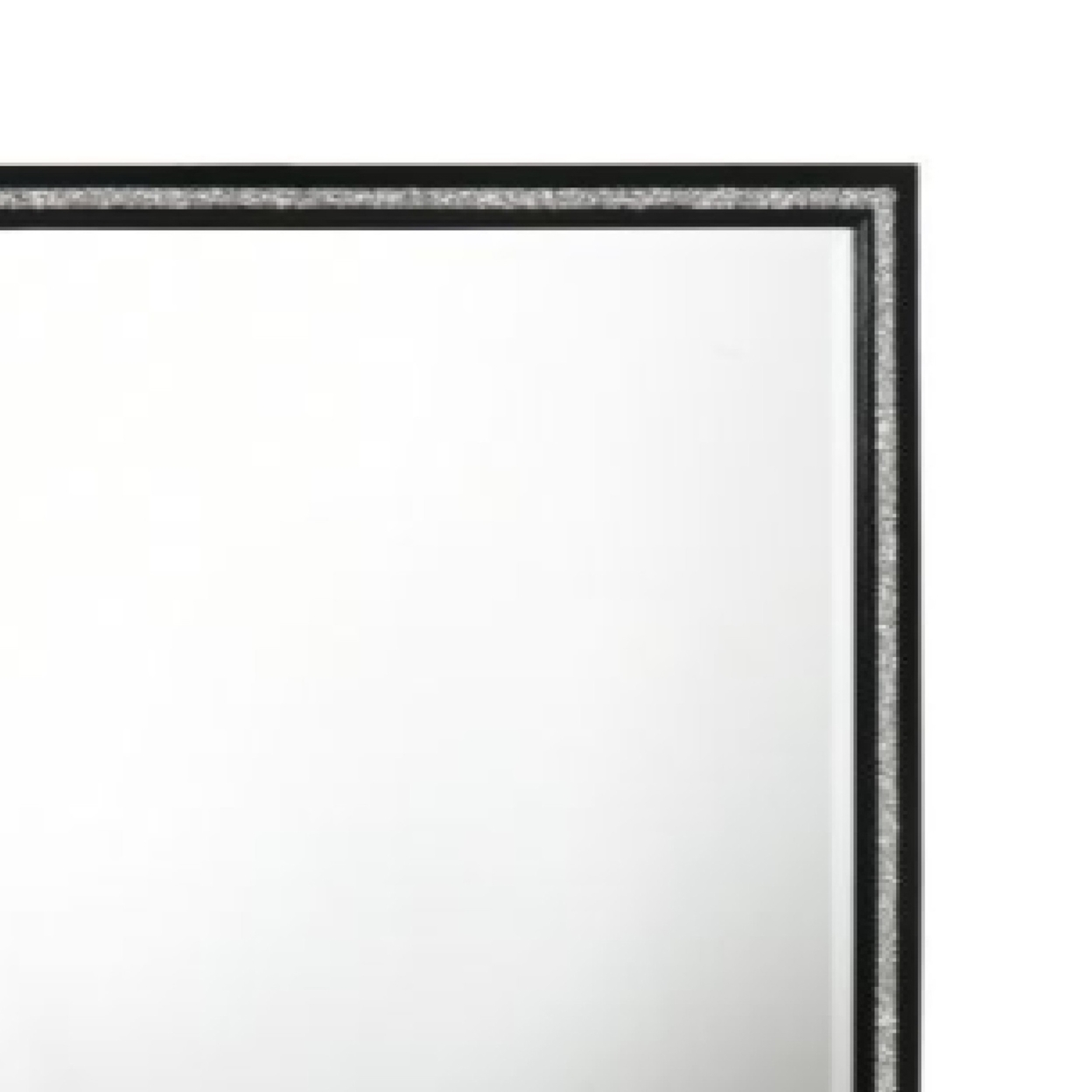 46 Inch Solid Wood Mirror, Shimmering Silver Accent, Landscape, Black- Saltoro Sherpi