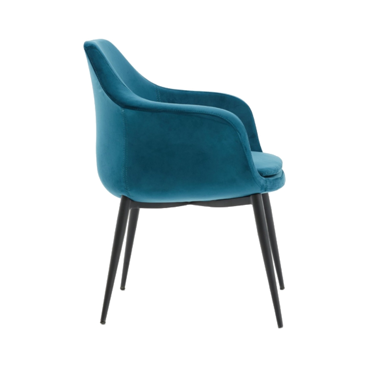 Velvet Upholstered Dining Chair With Padded Seat And Tapered Legs, Blue- Saltoro Sherpi