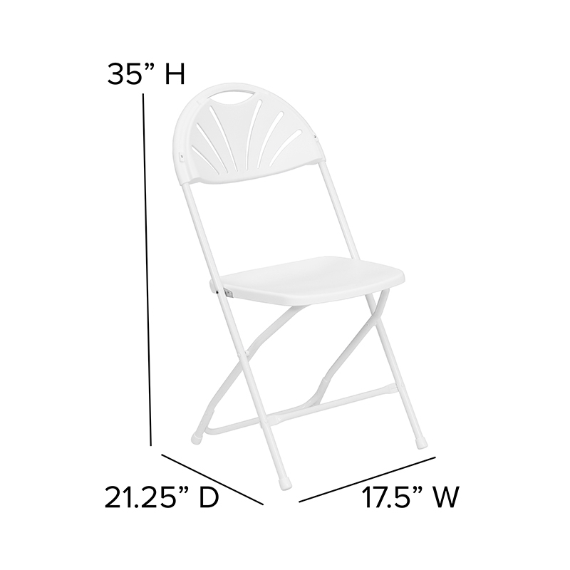 2 Pack HERCULES Series 650 Lb. Capacity White Plastic Fan Back Folding Chair