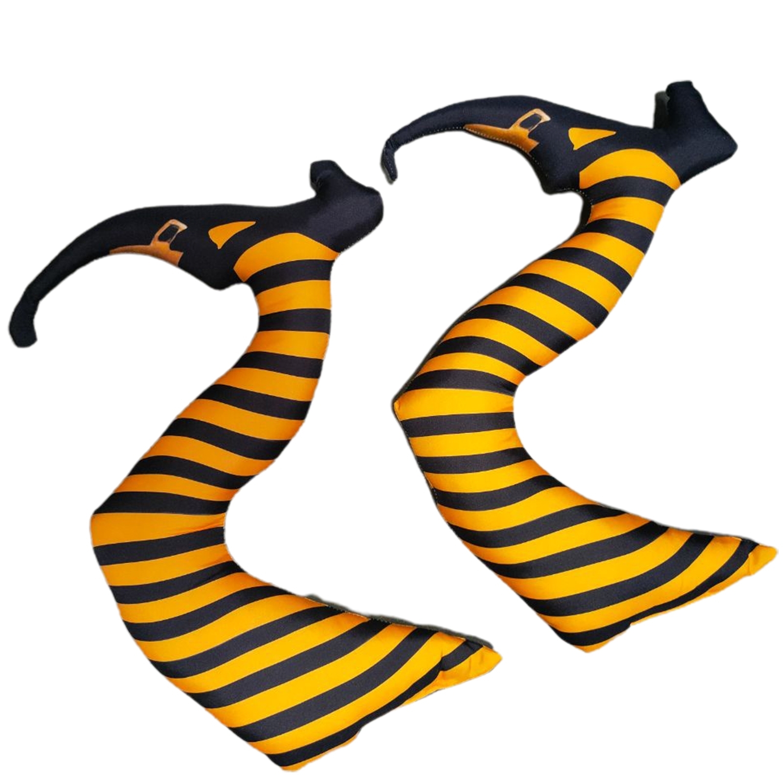 1 Pair Witch Legs Vibrant Color Ornamental Fabric Holiday Striped Legs Decorations Home Decor - yellow black