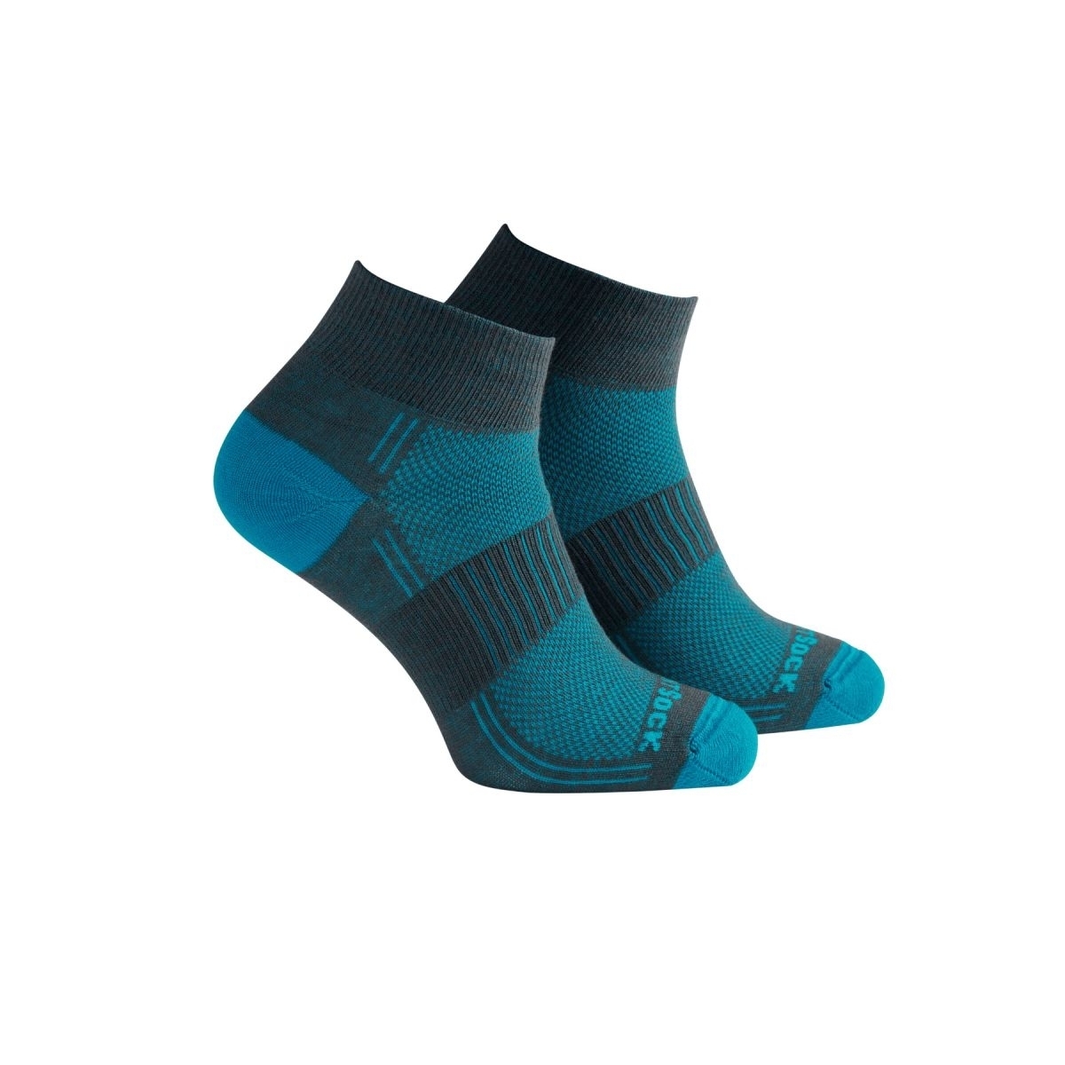 Wrightsock Unisex Coolmesh II Quarter Socks Ash/Turquoise - 805-AST Ash/Turquoise - Ash/Turquoise, S