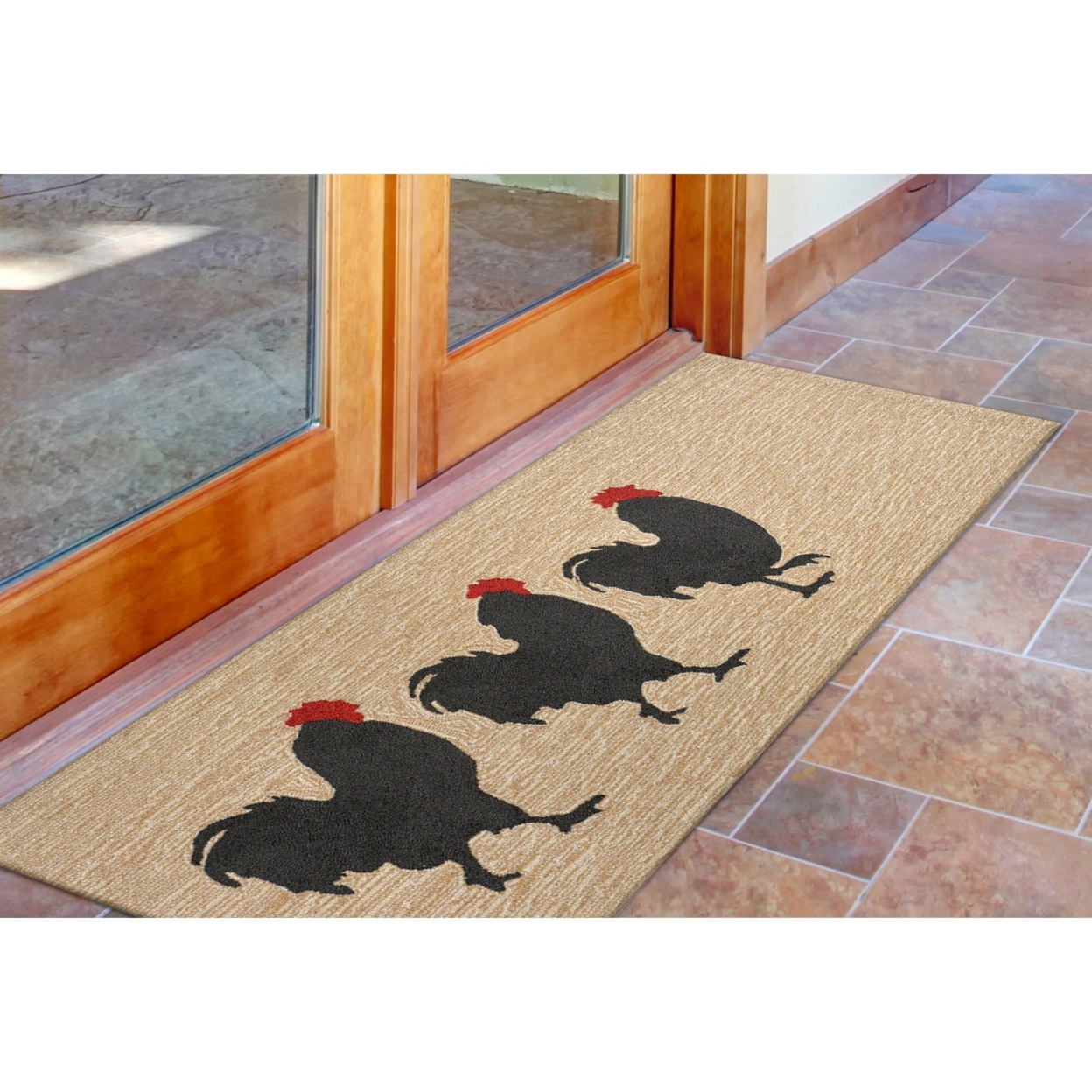 Liora Manne Frontporch Roosters Indoor Outdoor Area Rug Neutral - 2'6 X 4'