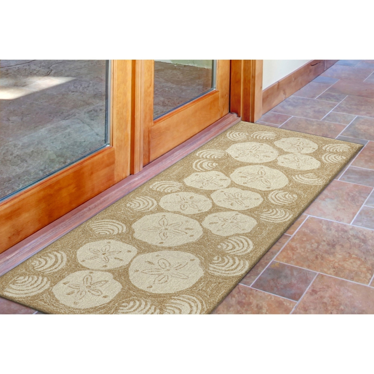 Liora Manne Frontporch Shell Toss Indoor Outdoor Area Rug Natural - 2'6 X 4'
