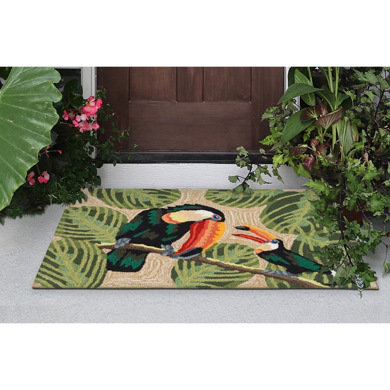 Liora Manne Frontporch Two Cute Toucans Indoor Outdoor Area Rug Neutral - 2'6 X 4'