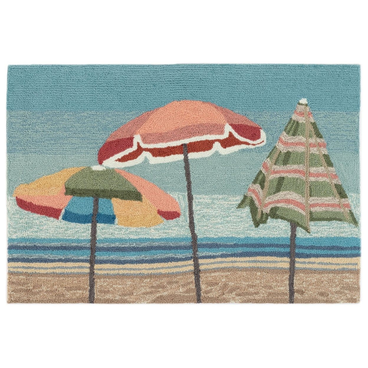Liora Manne Frontporch Beach Umbrellas Indoor Outdoor Area Rug Aqua - 2'6 X 4'