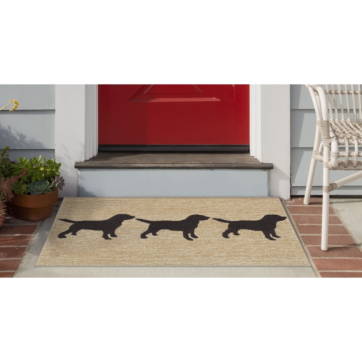 Liora Manne Frontporch Doggies Indoor Outdoor Area Rug Black - 3'6 X 5'6