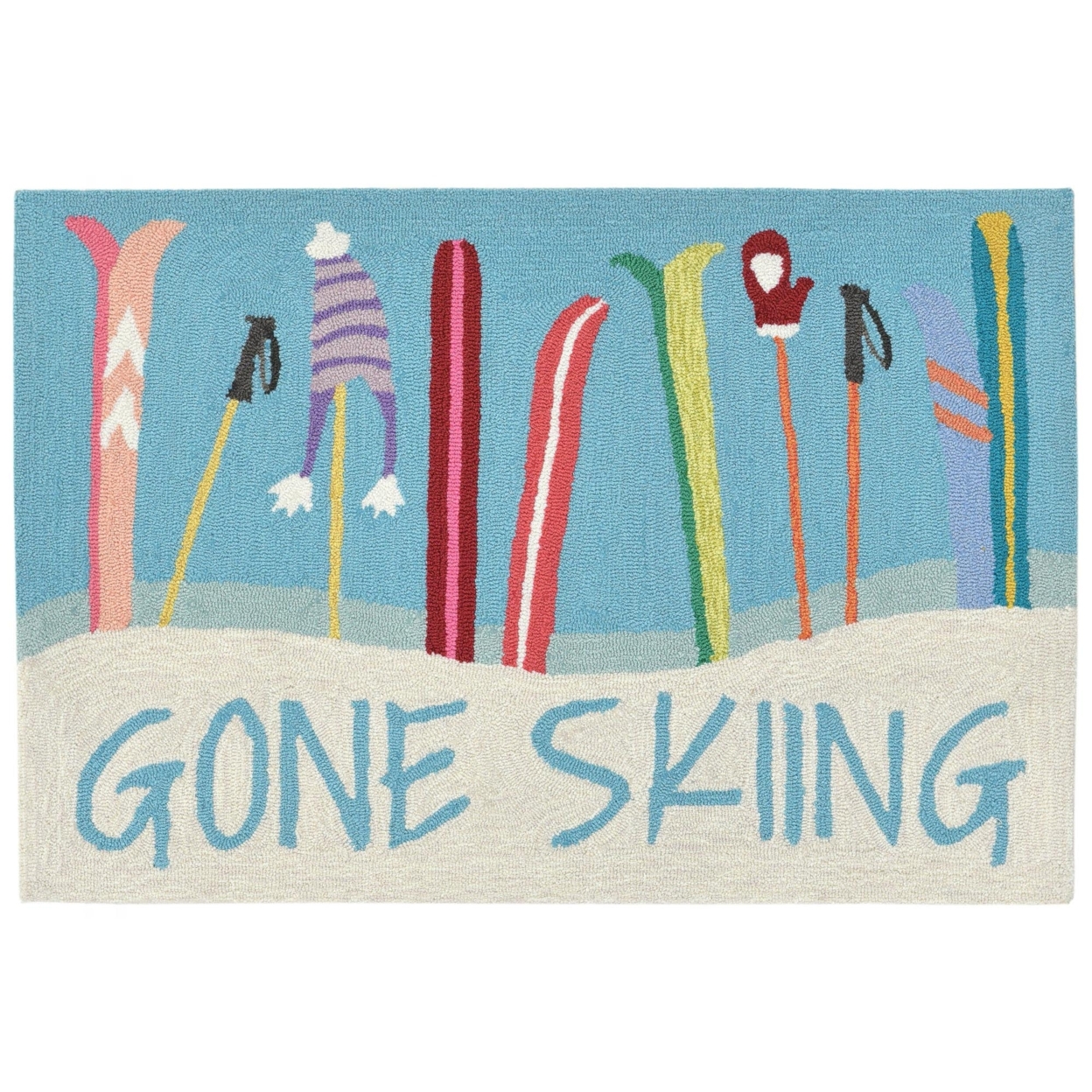 Liora Manne Frontporch Gone Skiing Indoor Outdoor Area Rug Blue - 2'6 X 4'