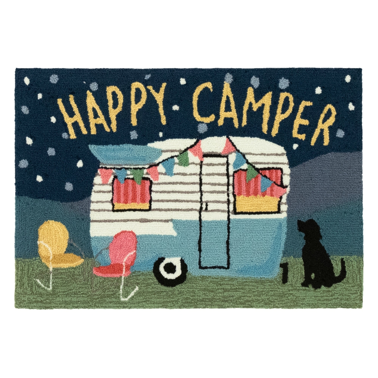 Liora Manne Frontporch Happy Camper Indoor Outdoor Area Rug Night - 2'6 X 4'