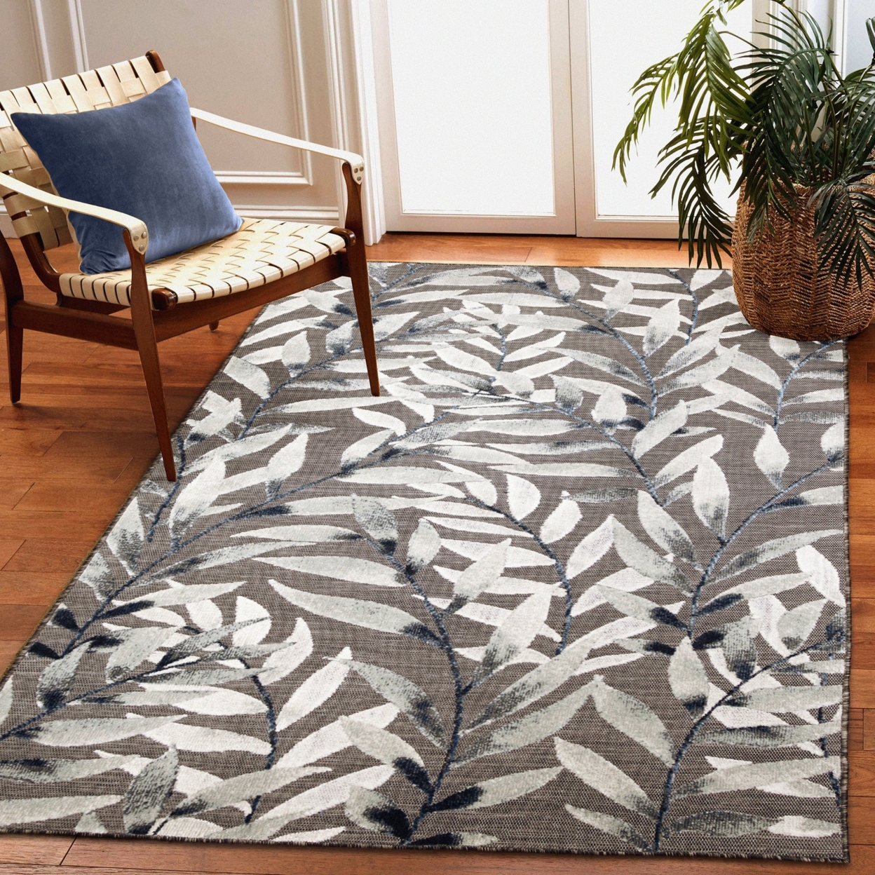 Liora Manne Canyon Vines Indoor Outdoor Area Rug Charcoal - 4'9 X 7'6