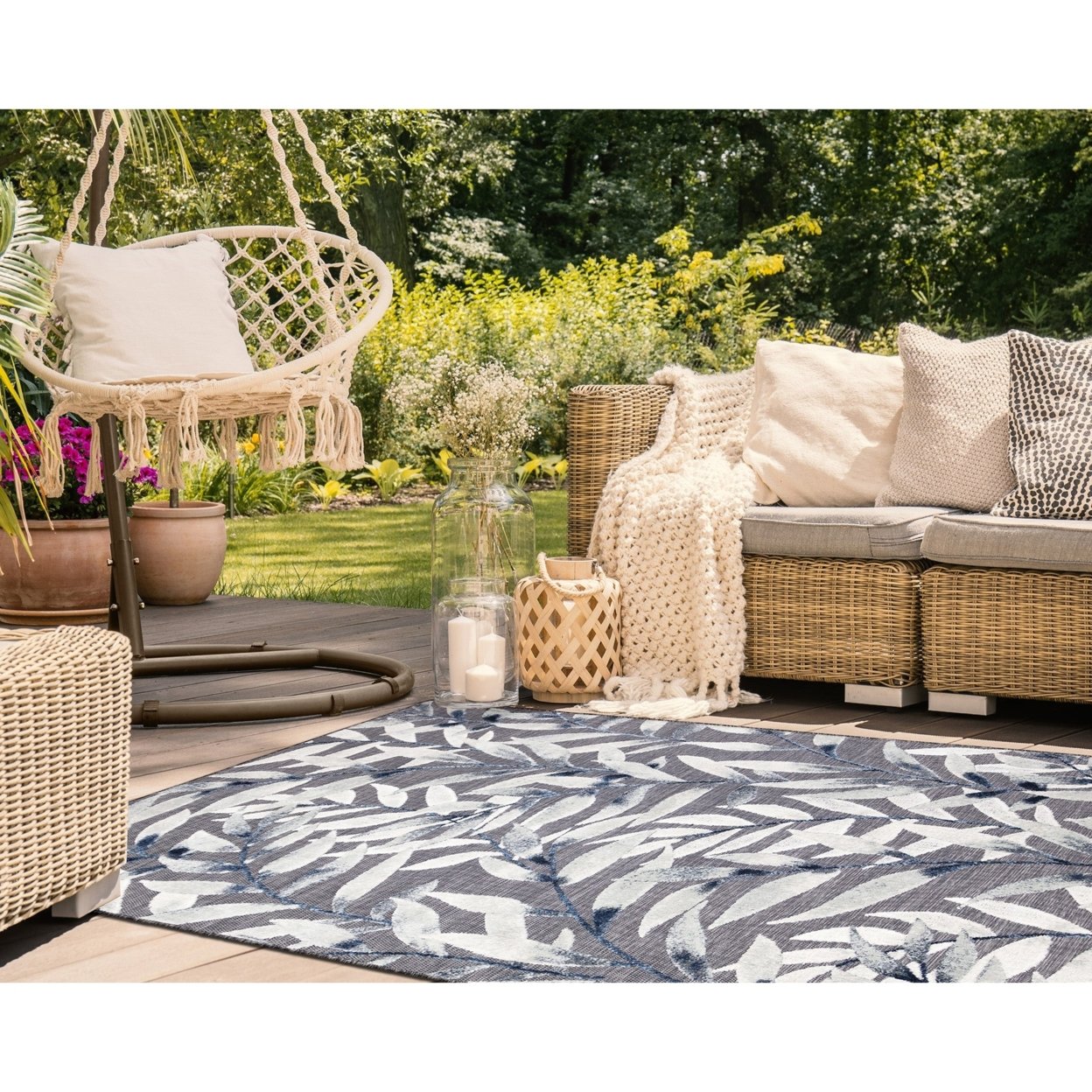 Liora Manne Canyon Vines Indoor Outdoor Area Rug Charcoal - 4'9 X 7'6