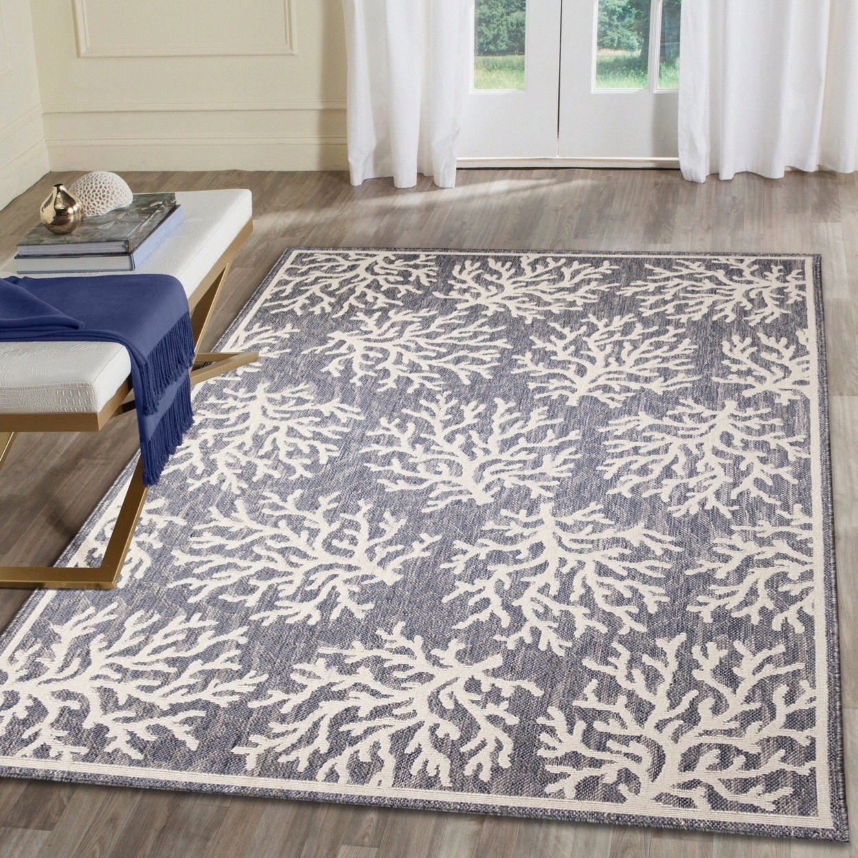 Liora Manne Cove Coral Indoor Outdoor Area Rug Blue - 7'10 X 9'10