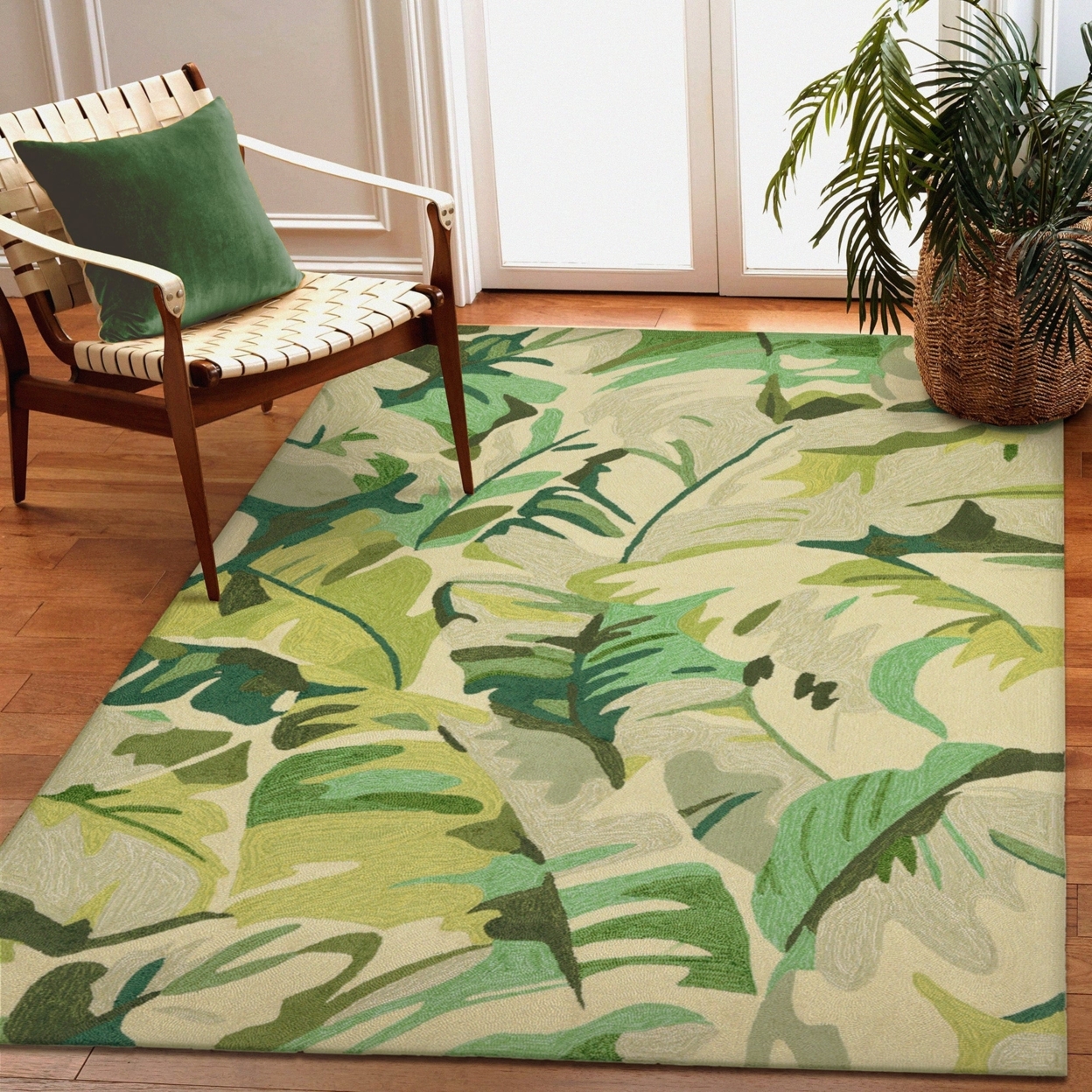 Liora Manne Capri Palm Leaf Indoor Outdoor Area Rug Green - 5' X 7'6