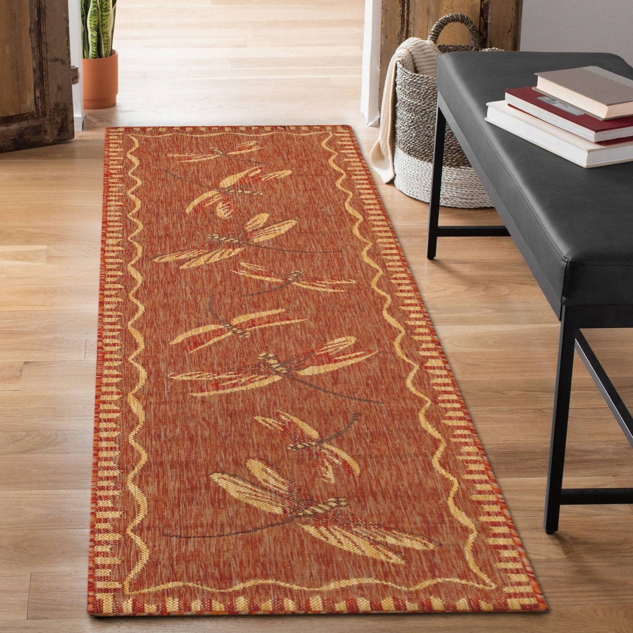 Liora Manne Carmel Dragonfly Indoor Outdoor Area Rug Red - 7'10 X 9'10