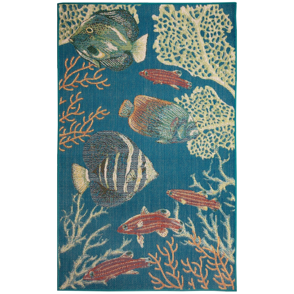 Liora Manne Patio Fish Indoor Outdoor Area Rug Turquoise - 4'10 X 7'6
