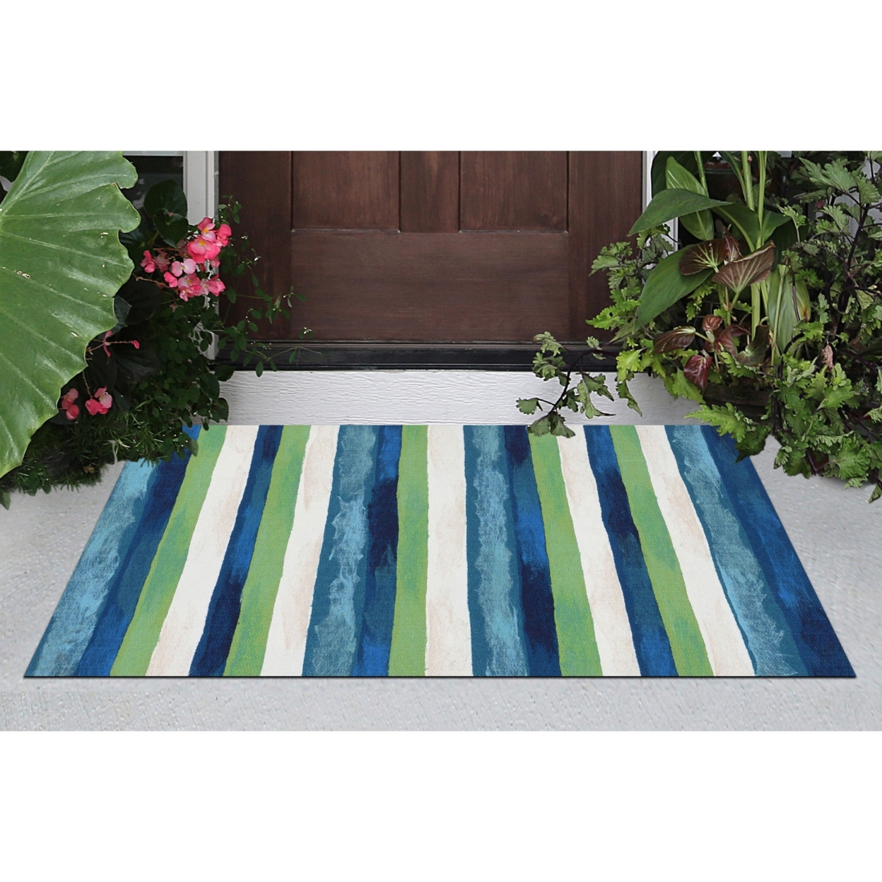 Liora Manne Visions II Painted Stripes Indoor Outdoor Area Rug Cool - 2' X 3'