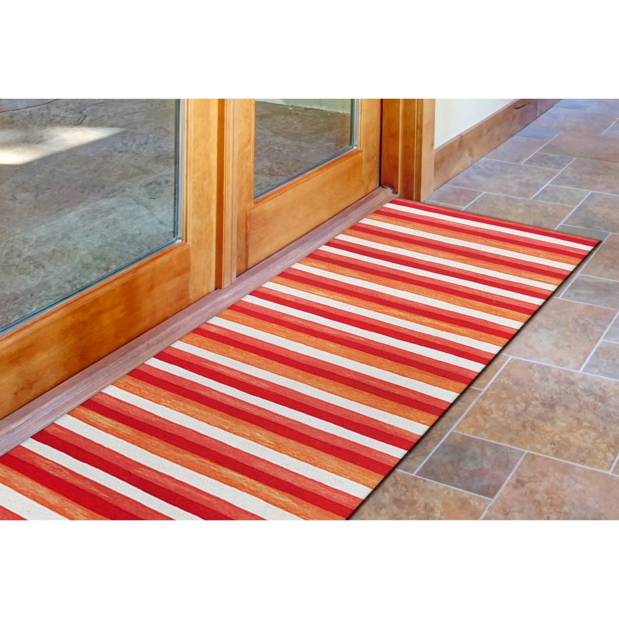 Liora Manne Visions II Painted Stripes Indoor Outdoor Area Rug Warm - 3'6 X 5'6