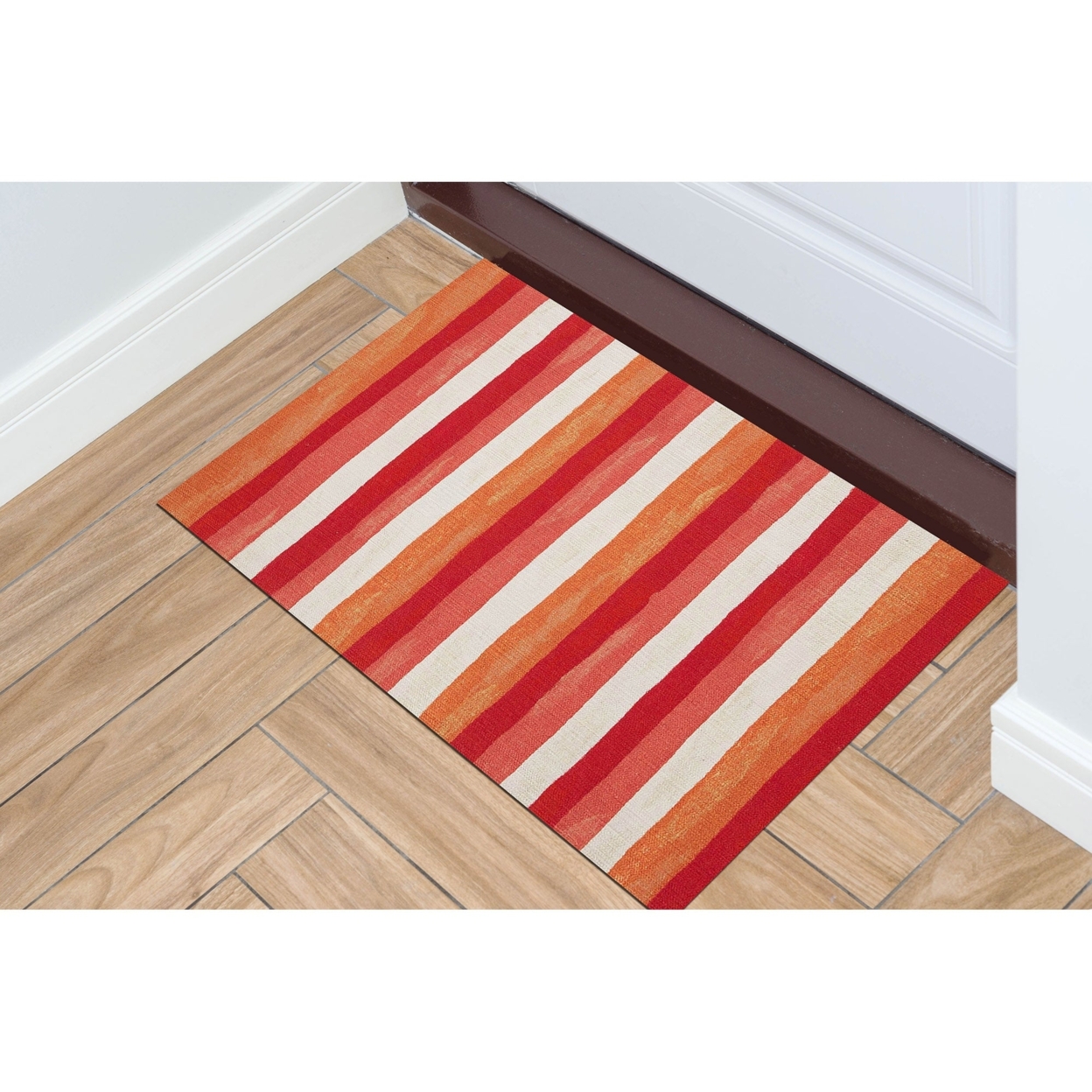 Liora Manne Visions II Painted Stripes Indoor Outdoor Area Rug Warm - 8' X 10'
