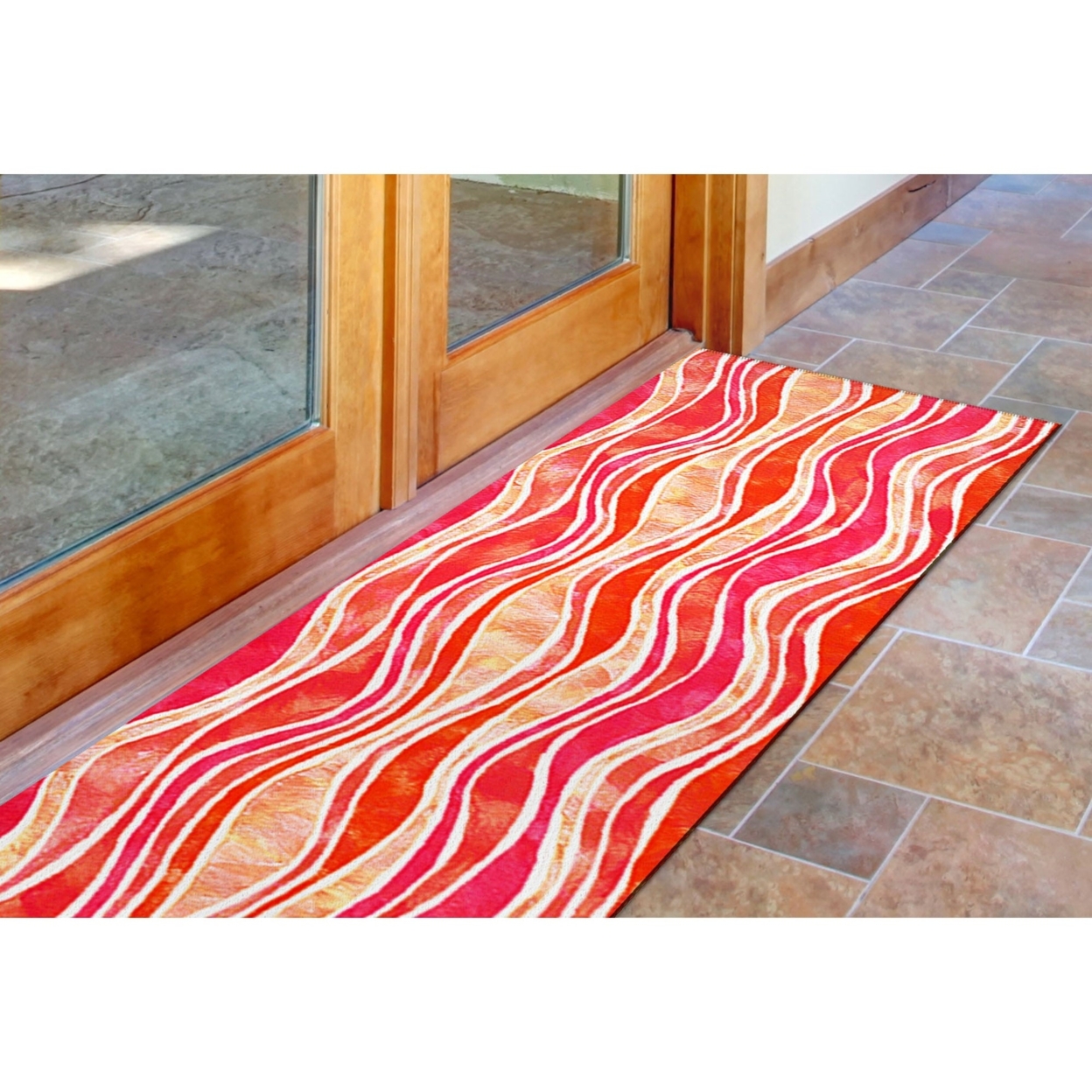 Liora Manne Visions III Wave Indoor Outdoor Area Rug Pink - 2'3 X 8'