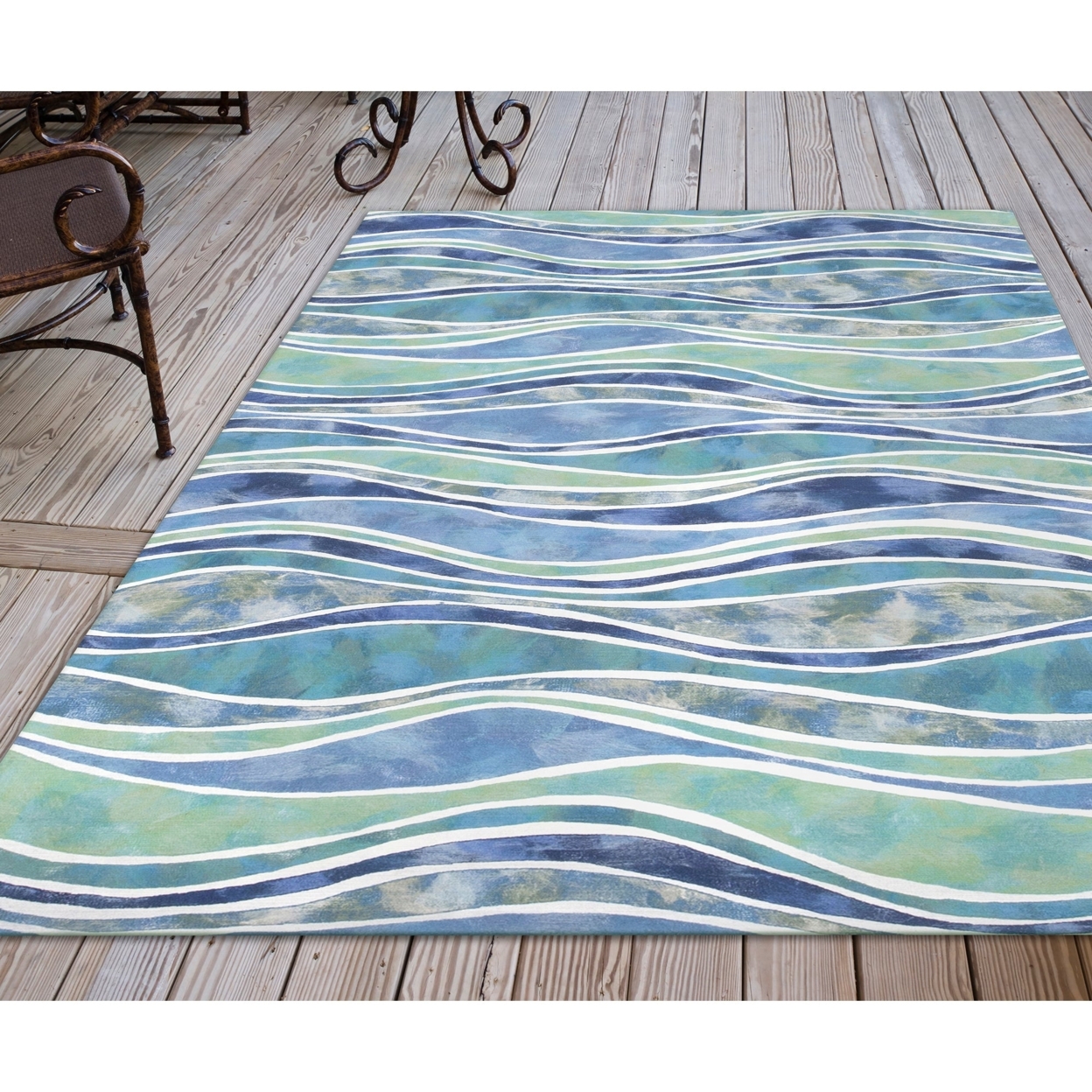 Liora Manne Visions III Wave Indoor Outdoor Area Rug Ocean - 8' X 10'