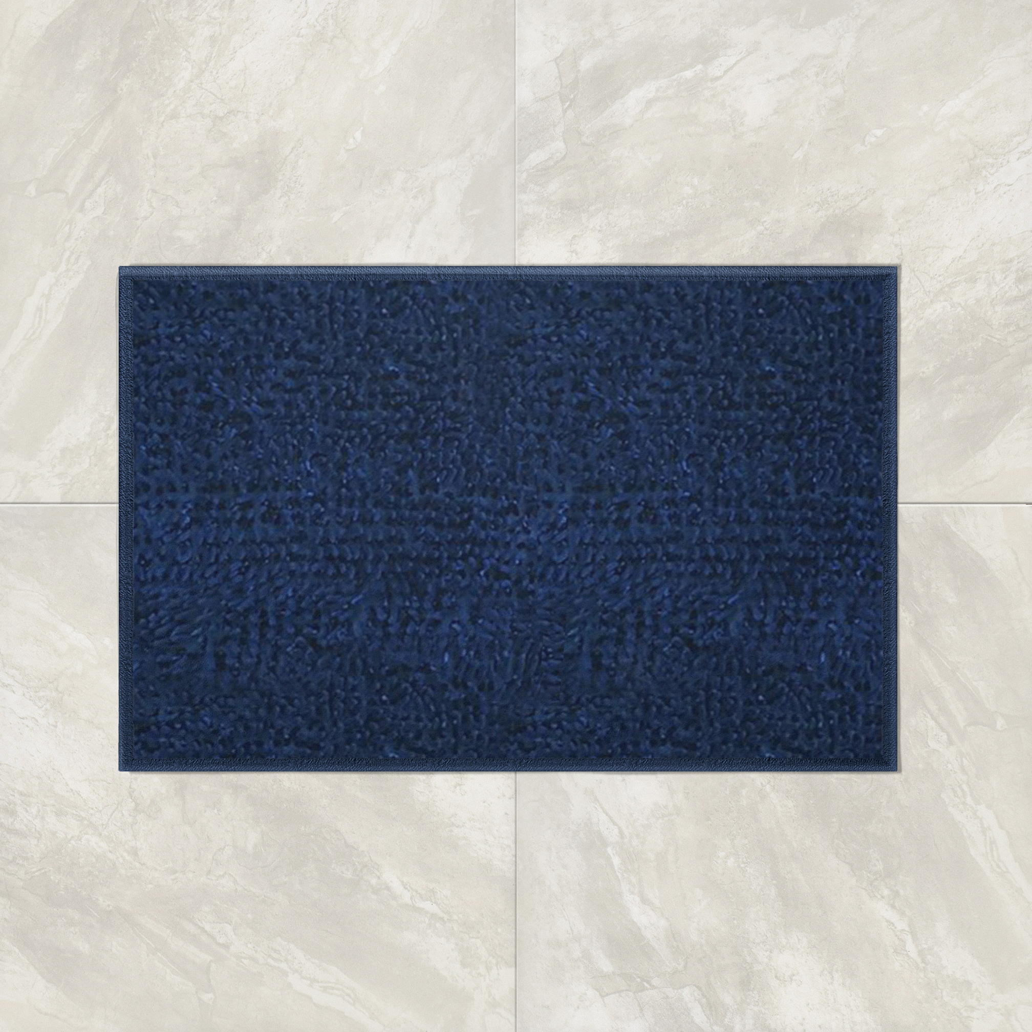 Non Slip Ivy Thick Soft Absorbent Chenille Bath Mat For Bathroom - Navy, 17 X 24