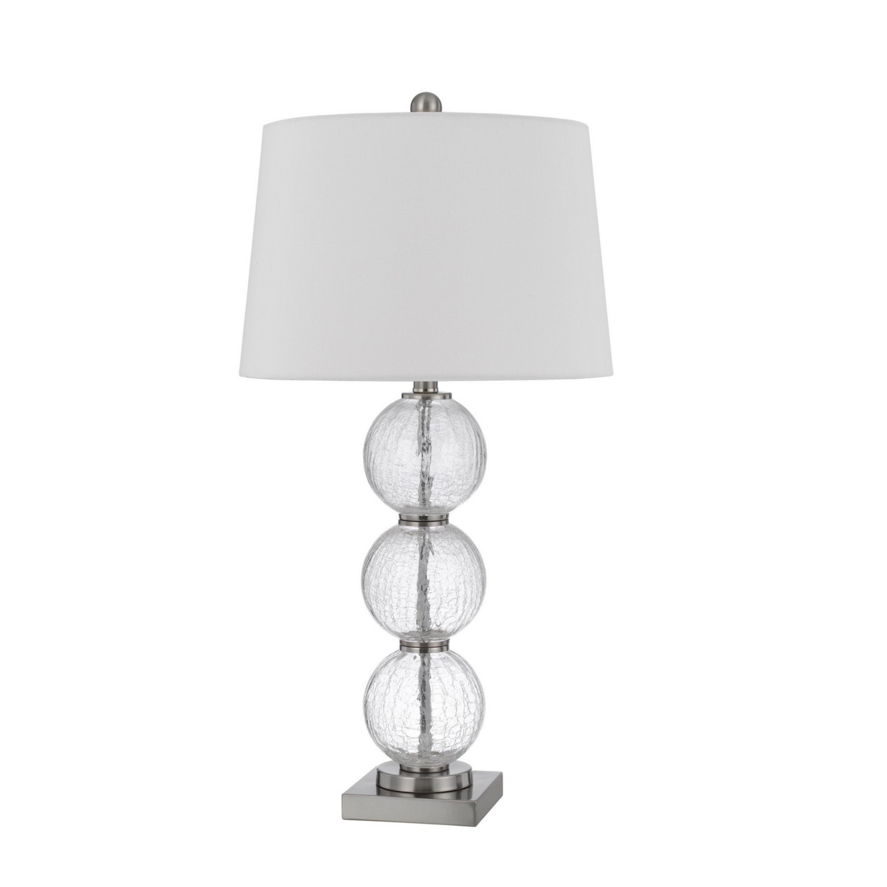 29 Inch Accent Table Lamp Set Of 2, Stacked Crackle Glass Balls, Silver- Saltoro Sherpi