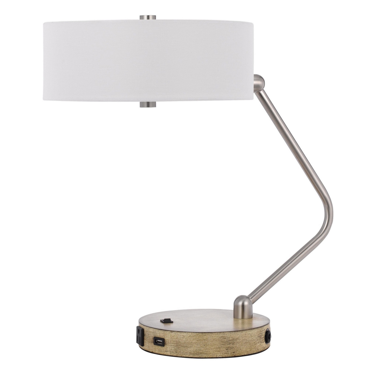 20 Inch Metal Angled Desk Lamp, 1 Type C USB Charging Port, Brown, Steel- Saltoro Sherpi