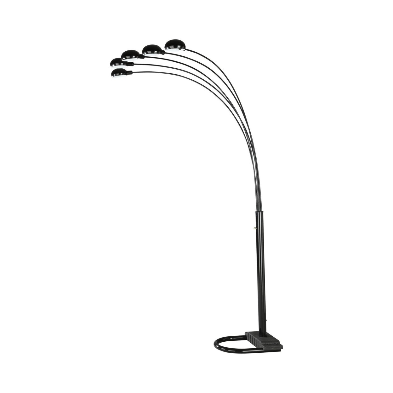 92 Inch Modern Floor Lamp, 5 Dome Shades, Dimmer Switch, Black