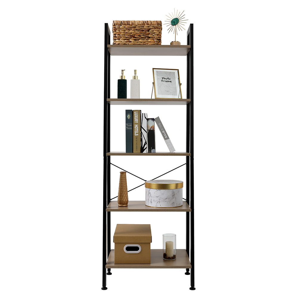 5 Tiers Industrial Ladder Shelf,Bookshelf Storage Rack Shelf for Office Bathroom Living Room