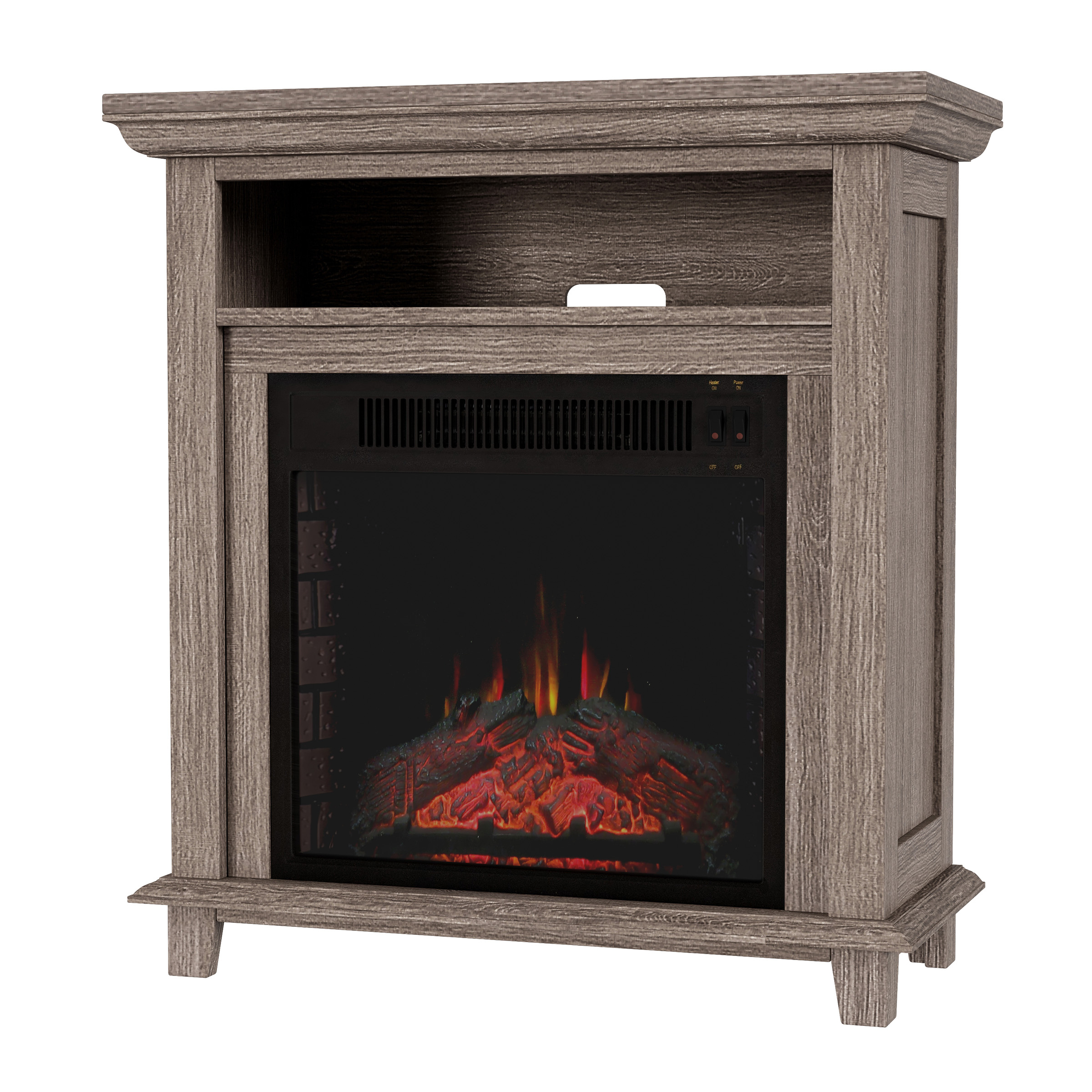 Electric Console Fireplace TV Stand or Accent Table Faux Logs LED Flame 27 Inches High