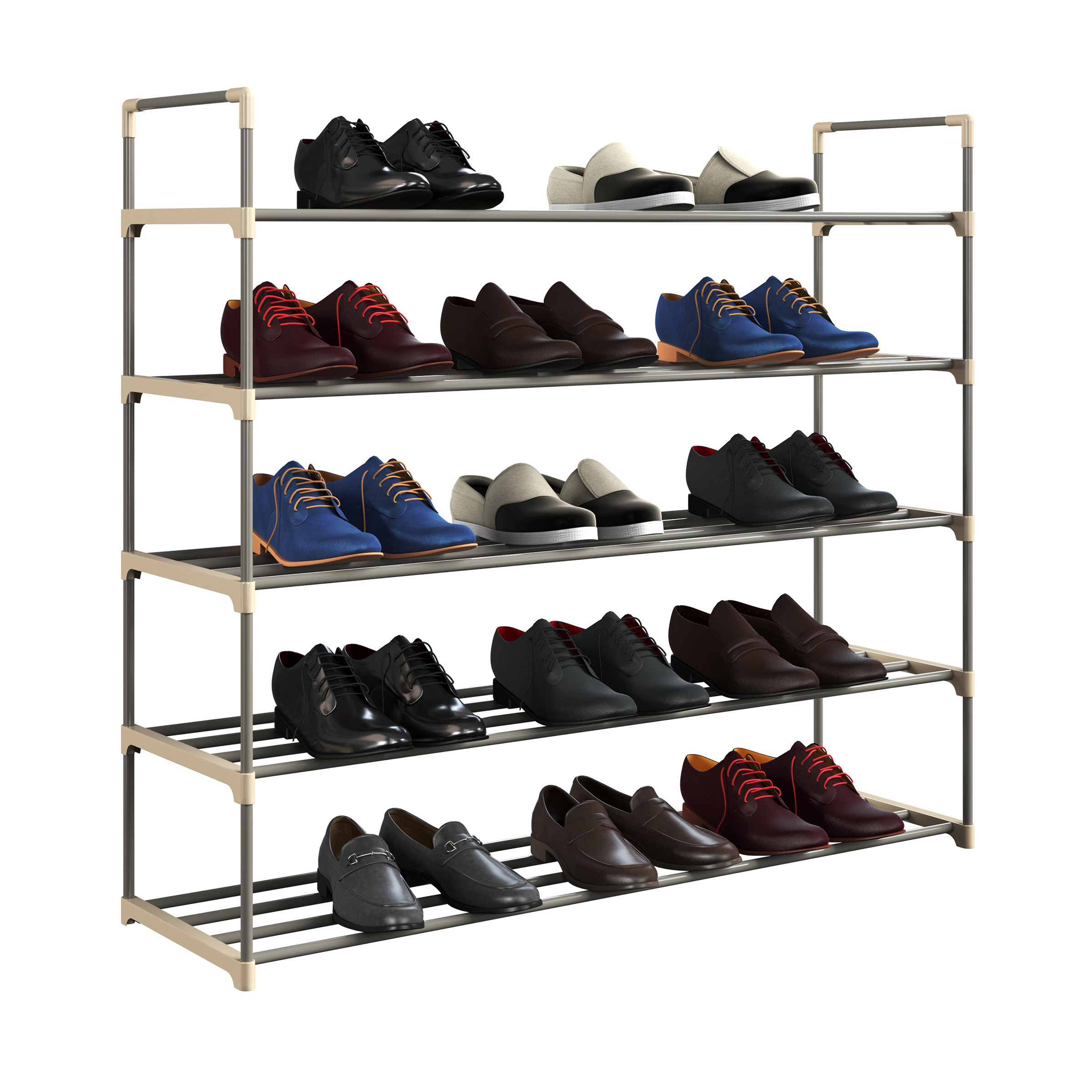 Shoe Rack Storage Five Shelf 5 Shelves Hallway Entryway Holds 30 Pairs 40 Inches L