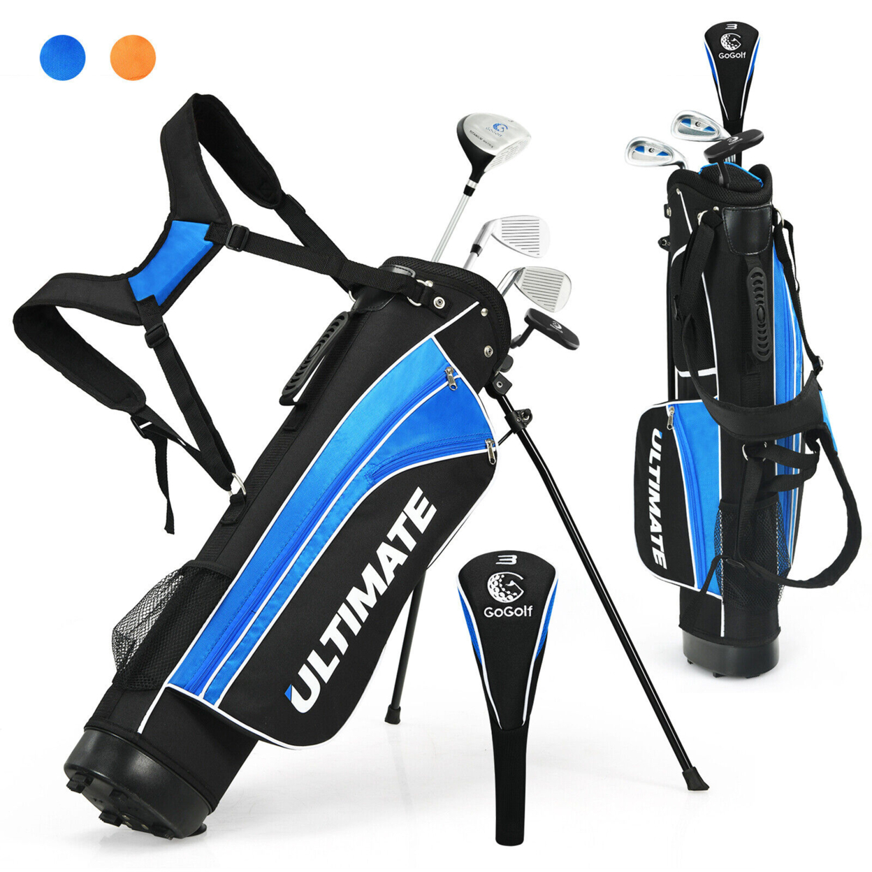 31'' Portable Junior Complete Golf Club Set For Kid Age 8+ Set Of 5 - Blue