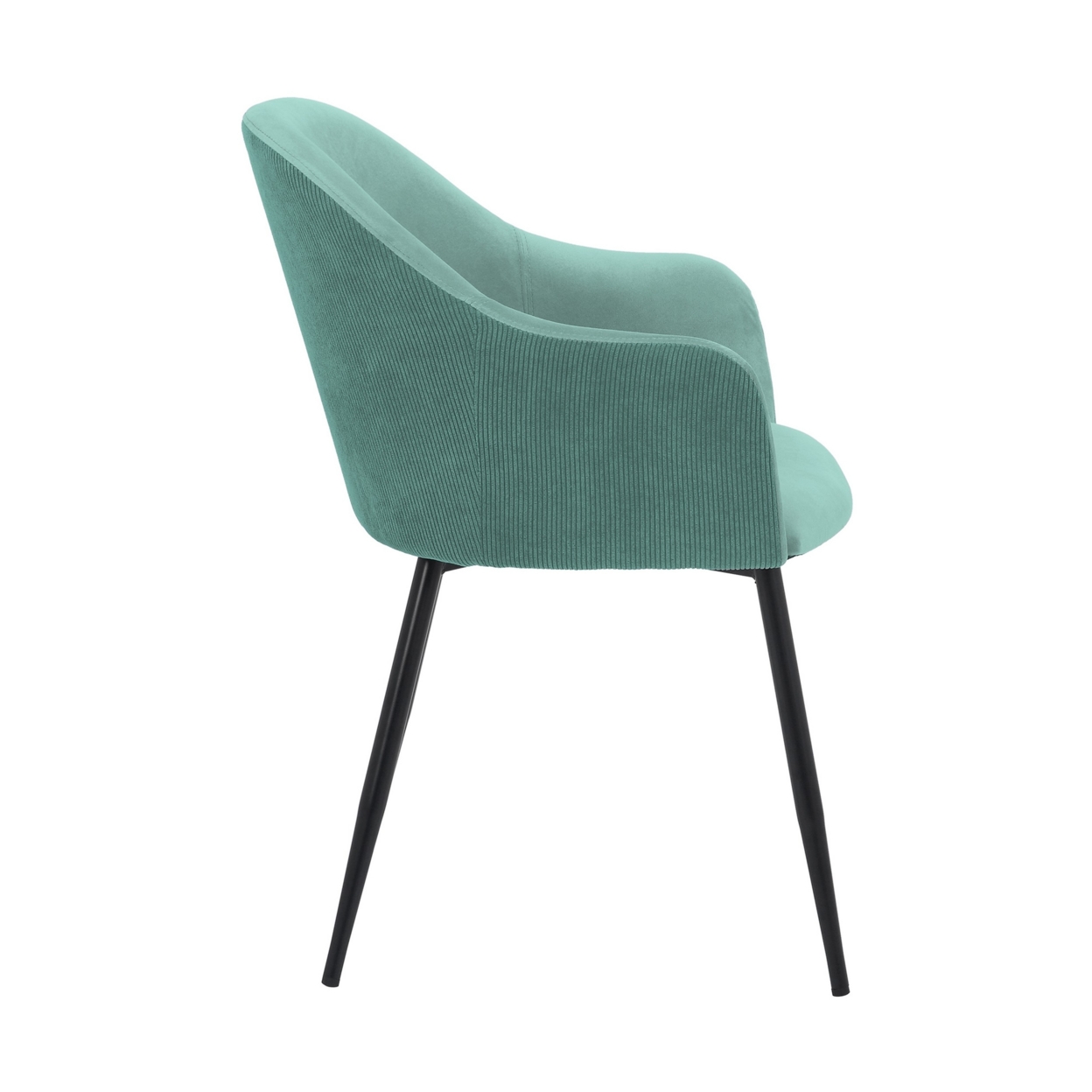23 Inch Modern Dining Chair, Curved Back, Polyester, Metal Legs, Teal Blue- Saltoro Sherpi